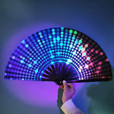 UV Glow Rave Fan Foldable for Women/Men/Drag Queen